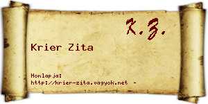 Krier Zita névjegykártya